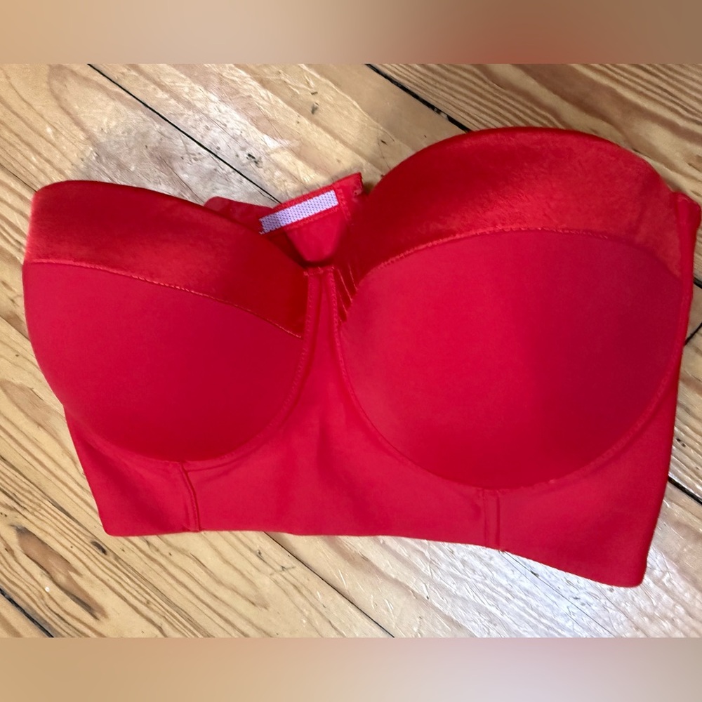 NWT-  38F / 38DDD Red Strapless Bra Longline 38F  anti-slip support / large bust - Picture 3 of 7